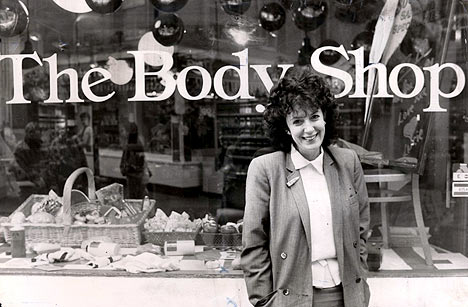 Anita Roddick outside The Body Shop